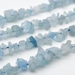 Аквамарин необработанный бусины, размер около 6-10 мм, цена за отрезок 9 см (1/4 нити)