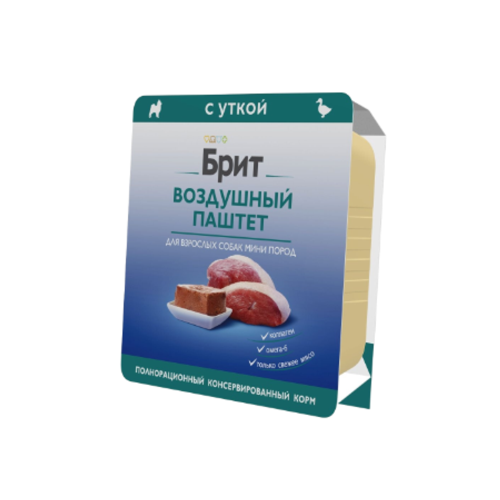 Влажный корм BRIT PREMIUM паштет для взрослых собак мини пород, утка 14 упаковок по 100г