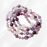 Бусы Лавандовая дорожка из аметиста, флюорита, лунника и розового кварца