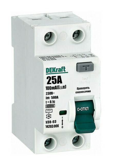 Dekraft УЗО 2Р 25А 10мА 6кА AC
