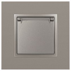 Розетка ЭРА Elegance 14-2103-16 с заземлением 2P+E Schuko со шторками с крышкой 16А-250В титан