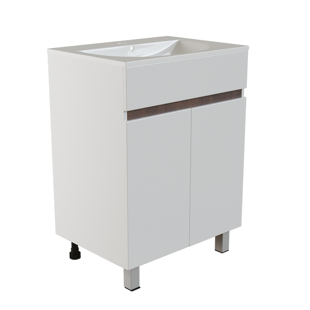 Тумба д/ванной "БРИКС-60" 2 ст. белый/дуб вотан под рак."Breeze 60" меб. (Sanita Luxe)(ПВХ)(разбор)