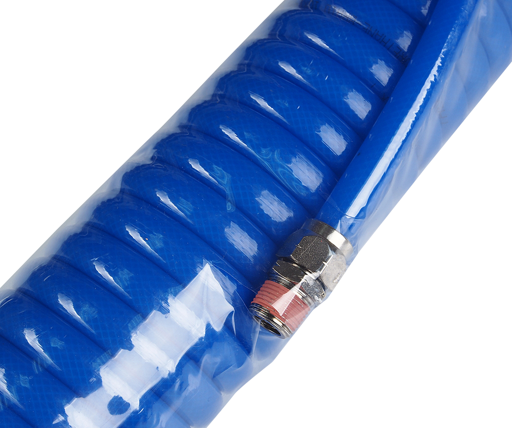 Шланг компрессора 10х14мм 10м спиральный с резьбовыми наконечниками 3/8" JTC