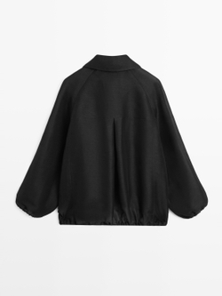 Massimo Dutti Бомбер изо льна и шелка, черный