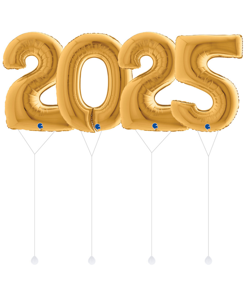 Набор цифр "2025 в золотом цвете" 102 см 4 шт