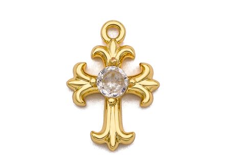 Подвеска "Крест" 14,5мм, с кристаллом