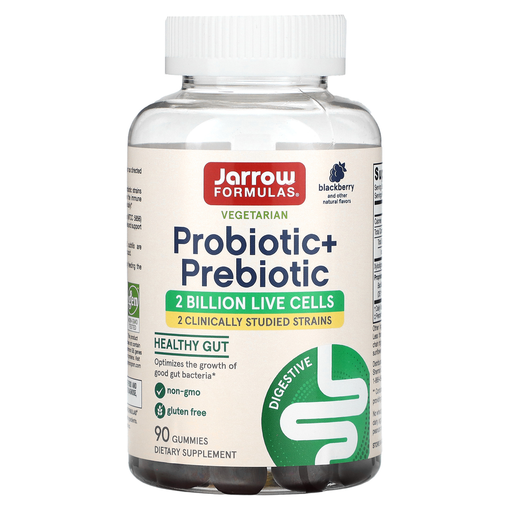 Jarrow Formulas, пробиотик и пребиотик, ежевика, 2 млрд КОЕ, 90 жевательных мармеладок