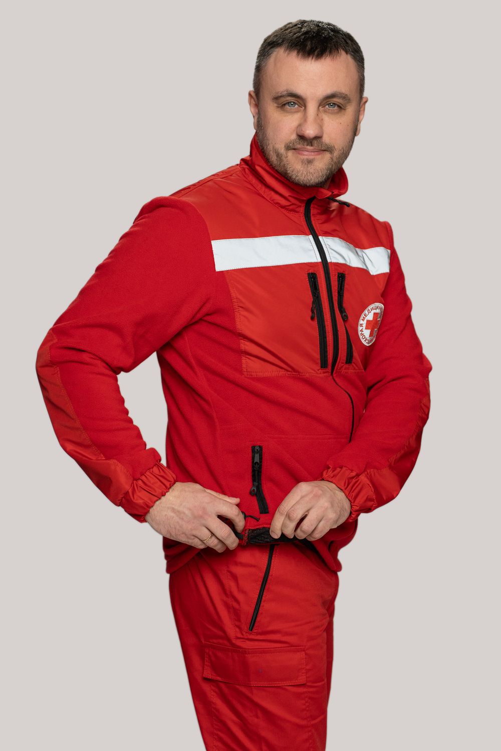 Толстовка флисовая мужская Скорая помощь Medicline цв. КРАСНЫЙ