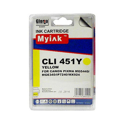 Картридж MyInk, аналог CANON CLI-451 XLY для PIXMA iP7240/MG6340/5440/7140 Yellow (12ml, Dye)