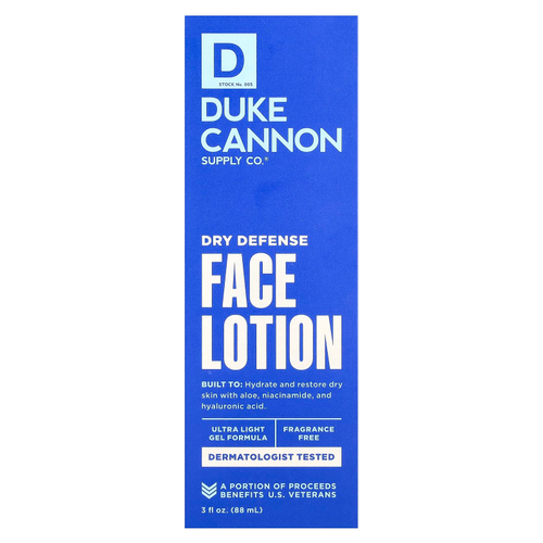 Duke Cannon Supply Co., Лосьон для лица Dry Defense, без отдушек, 88 мл (3 жидк. унц.)