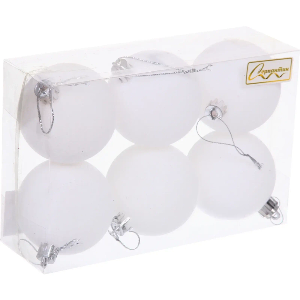 Набор шаров VELOUR «Нежный бархат» 6 см (набор 6 шт), Белый