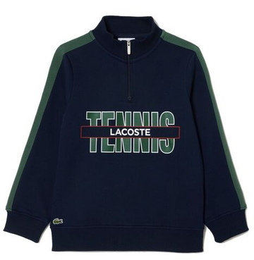 Кофта для мальчика теннисная Lacoste Tennis Print Quarter-Zip Sweatshirt - небесный