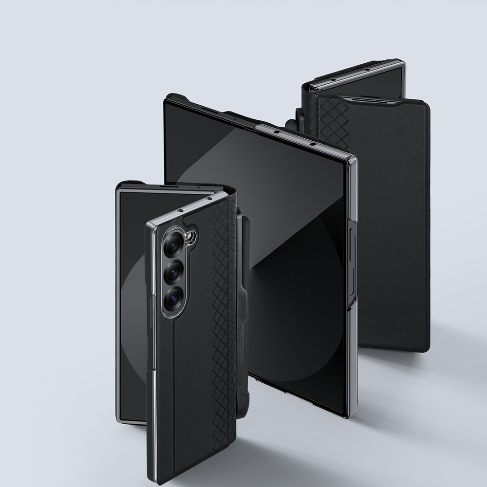 Чехол черного цвета с премиальной искусственной кожи от Dux Ducis для Samsung Galaxy Z Fold 6, серия Bril Series Case (версия с S Pen)