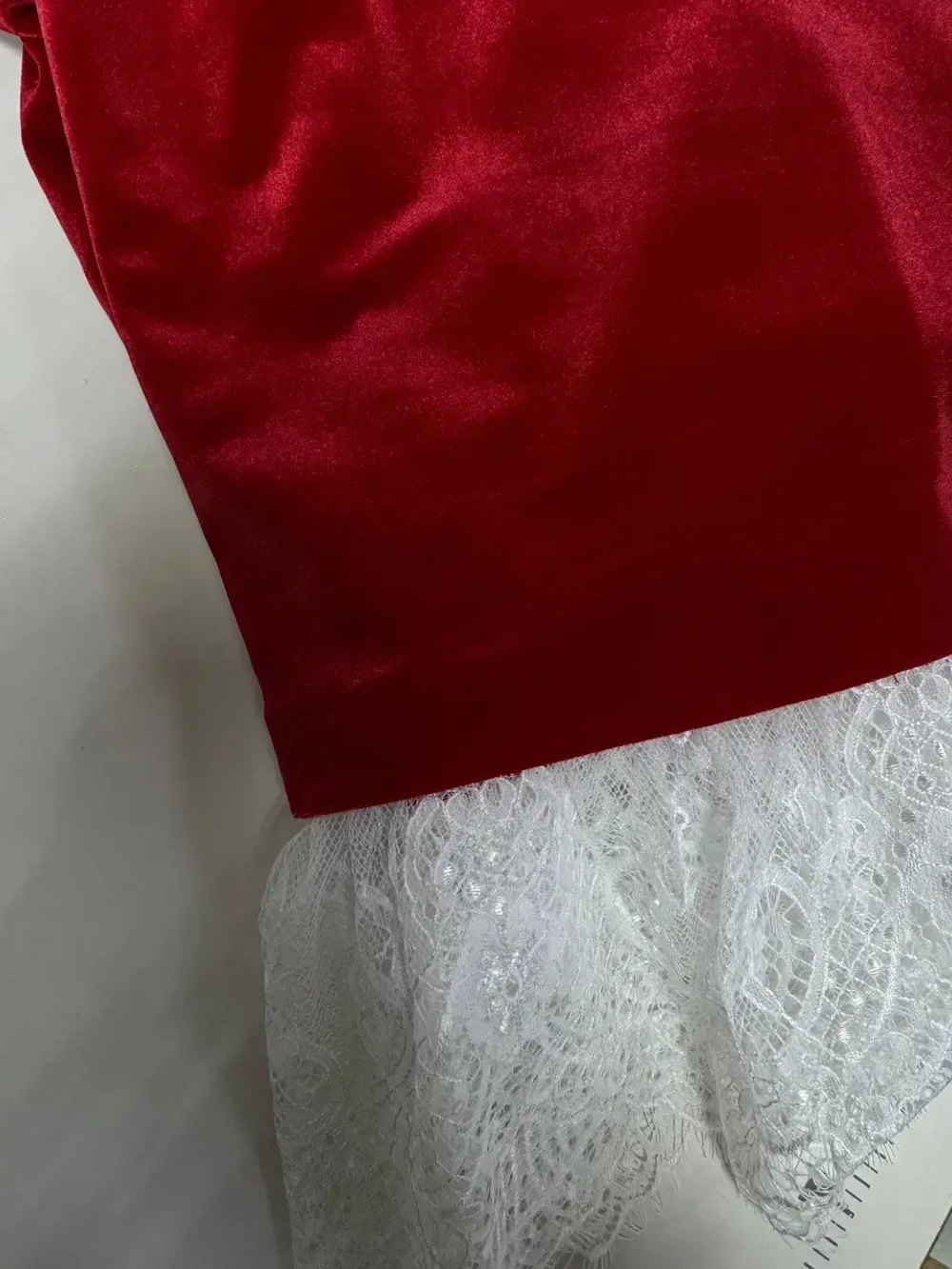 Юбка миди "Мяу" с кружевом, Красная