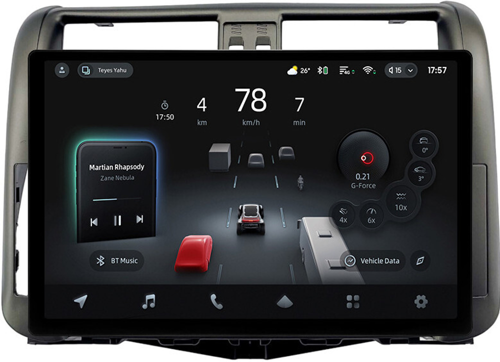 Магнитола для Toyota Land Cruiser Prado 150 2009-2013 (рамка графит) - Teyes CC4-PRO монитор 13" 2K QLED на Android 13, Snapdragon 778G, 8+128, AI, CarPlay, DSP, 4G SIM-слот