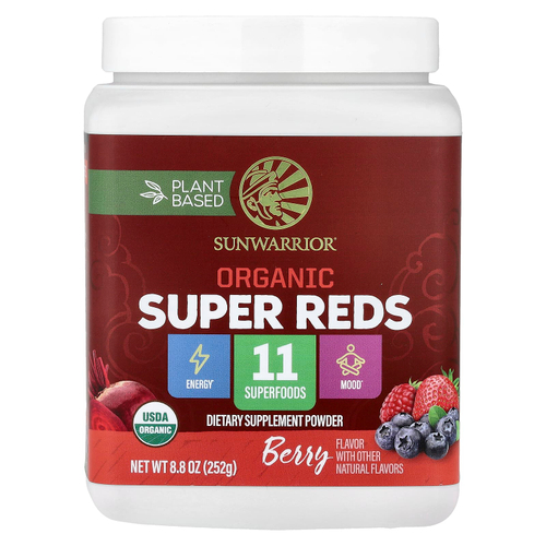 Sunwarrior, органические суперкрасные фрукты, с ягодным вкусом, 252 г (8,8 унции)