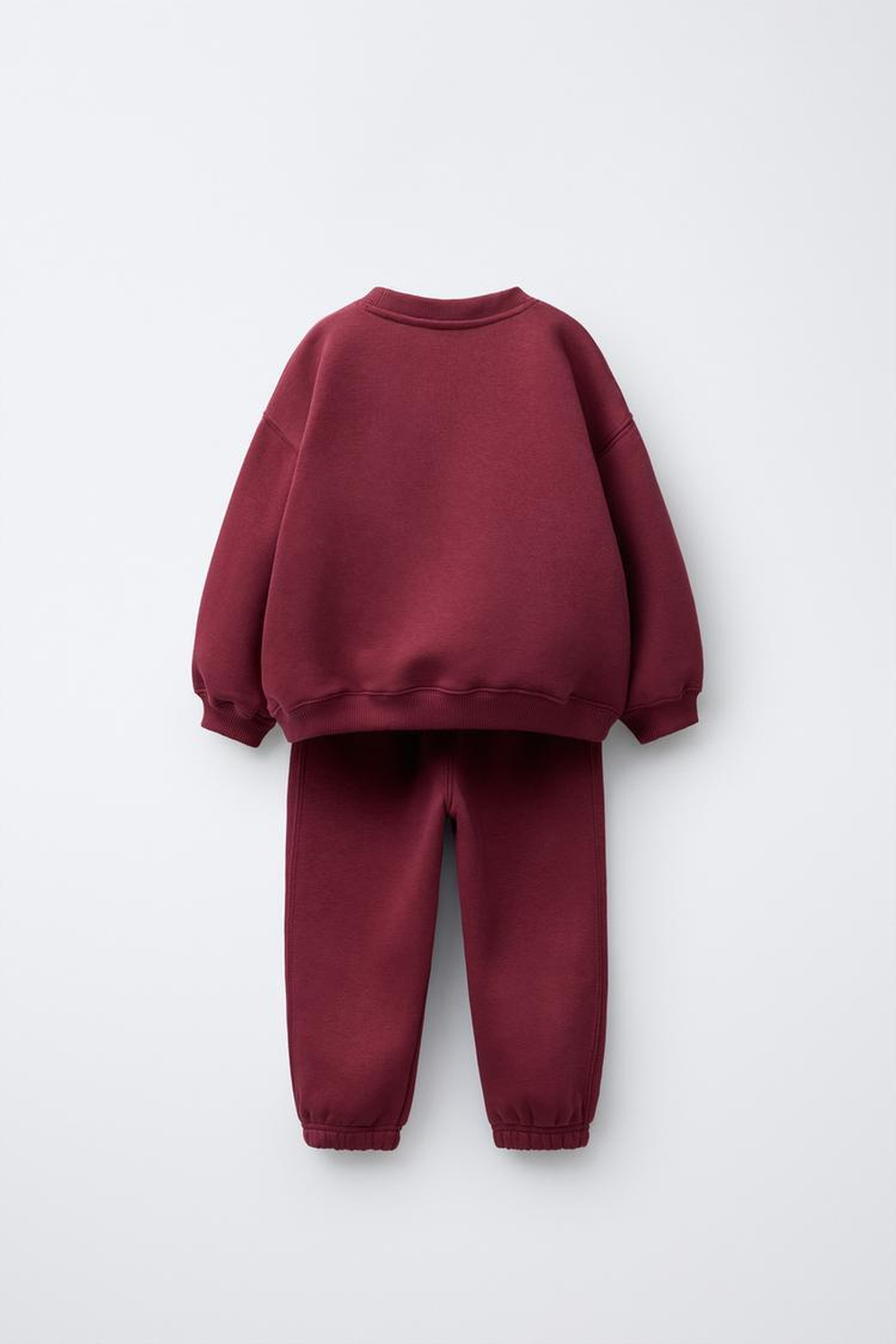 ZARA КОМПЛЕКТ ИЗ ТОЛСТОВКИ И ДЖОГГЕРОВ С ВЫШИВКОЙ, ГРАНАТОВЫЙ