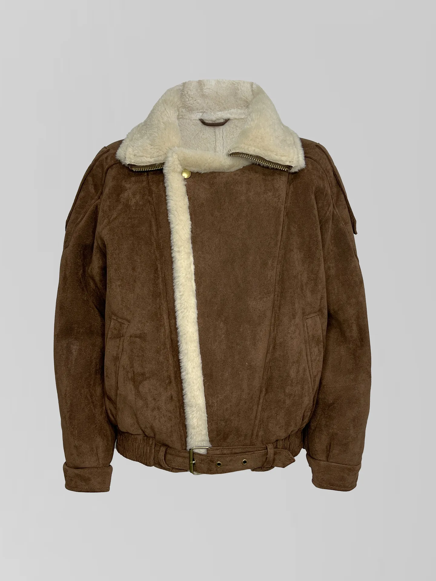 Дубленка Hestovrviio 231-38 замшевая однотонная на молнии