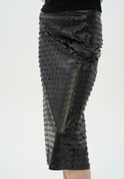 Юбка из перфорированной эко-кожи Лия