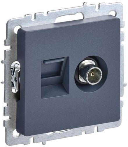 Розетка компьютерная + телевизионная 2-м BRITE РТВ/РК12-БрМ RJ45 кат.5E + TV механизм маренго IEK BR-AK20-1-K35