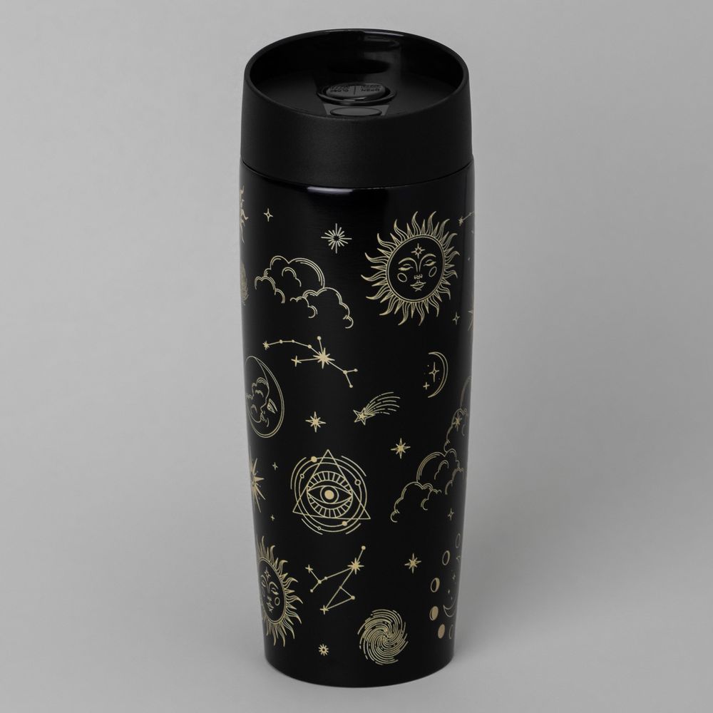 ТЕРМОКРУЖКА AGNESS "SUPERNOVA BLACK" 360МЛ, КОЛБА НЕРЖ.СТАЛЬ 18/10