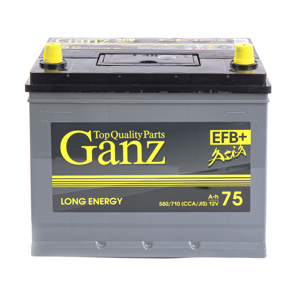 Аккумулятор GANZ ASIA EFB 75 А/ч обратный R+ 260x175x225 D26 EN 580 А