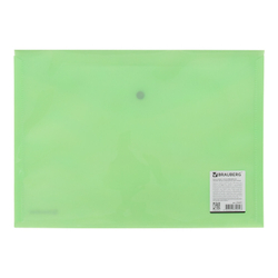 Папка-конверт с кнопкой BRAUBERG "Pastel", А4, до 100 листов, непрозрачная, мятная, 0,18 мм, 270477