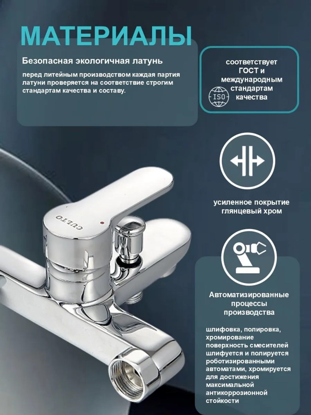 Смеситель для ванны хромированная латунь серии PRIMO