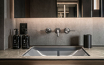 Cмеситель для раковины Gessi 316, на 3 отверстия, излив средний, без донного клапана, внешние части, цвет Matte Black