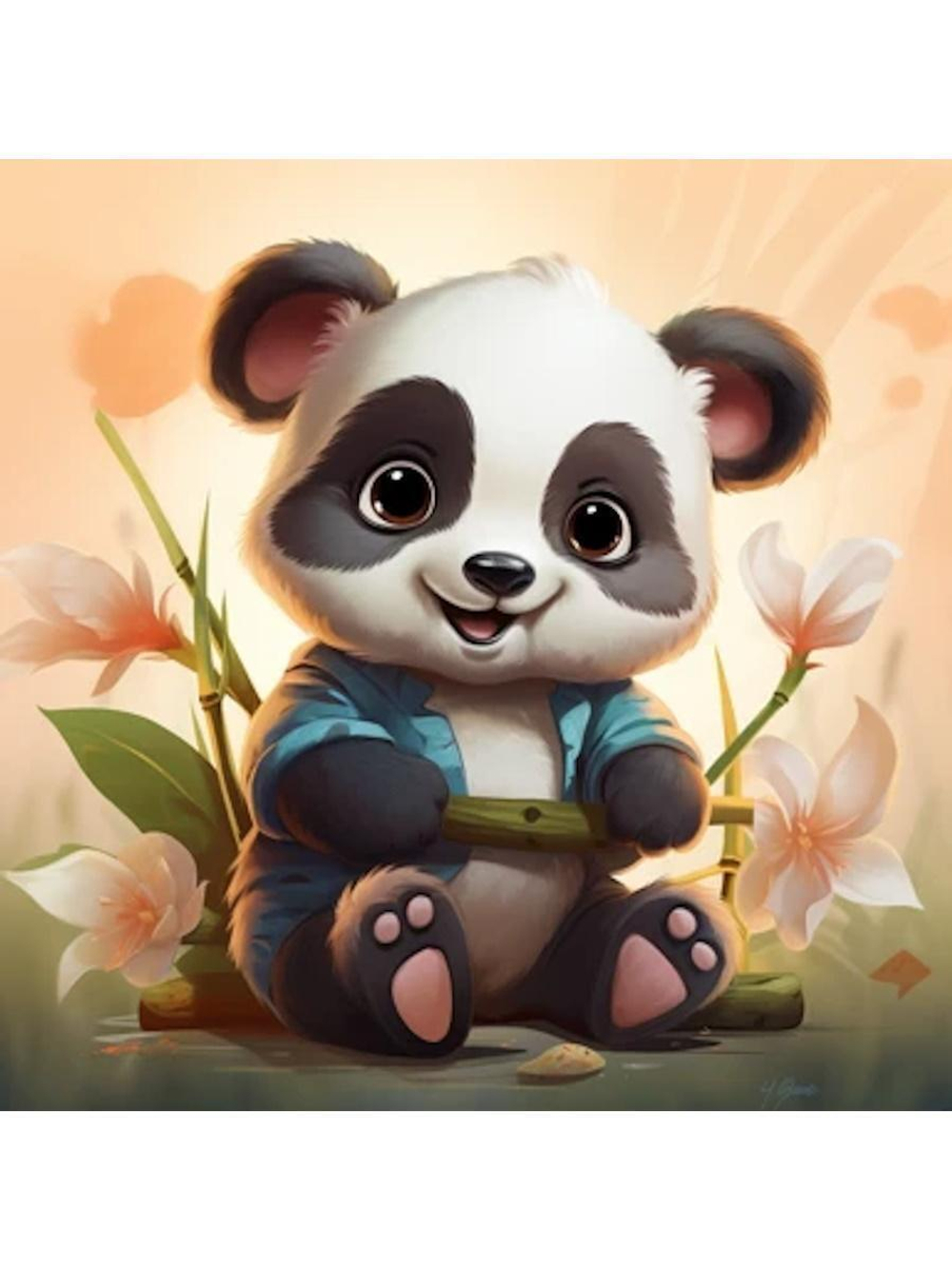Картина по номерам 30х30см. "Малыши-животные. Улыбчивая пандочка" 20цв. коробка (арт. Х-6317)