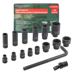 Набор головок ударных, 16пр. 1/2''6гр. RockForce##Rock FORCE RF-4169MPB