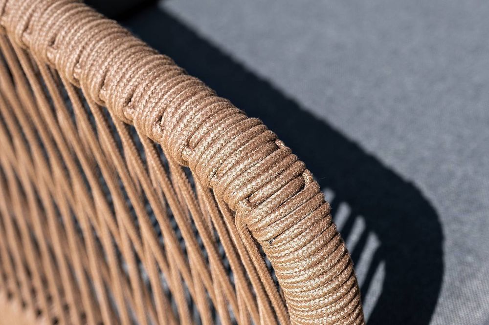 "Канны" лаунж-зона 4-местная из роупа со столиком "Канны" (серый гранит), основание дуб, роуп коричневый