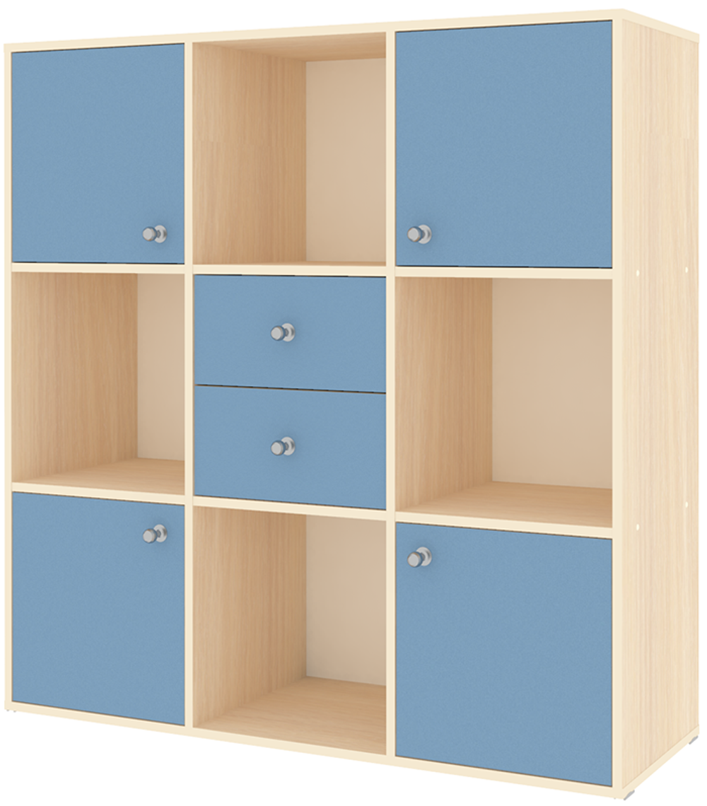 Стеллаж КарИВи Джери  Дуб Молочный Светло-синий, голубой