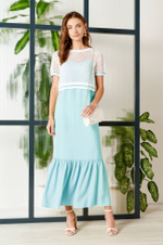 22683 Джемпер женский (белый отделка бирюза)