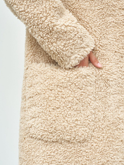 Шуба чебурашка тедди из экомеха, бежевая, Северина