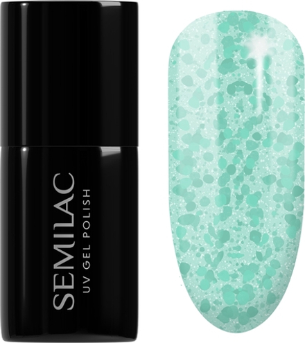 Semilac UV Hybrid Crushed_ICE - Гибридный лак для ногтей с использованием УФ / СВ-лампы оттенок 495 Mint Glacier, 7 ml