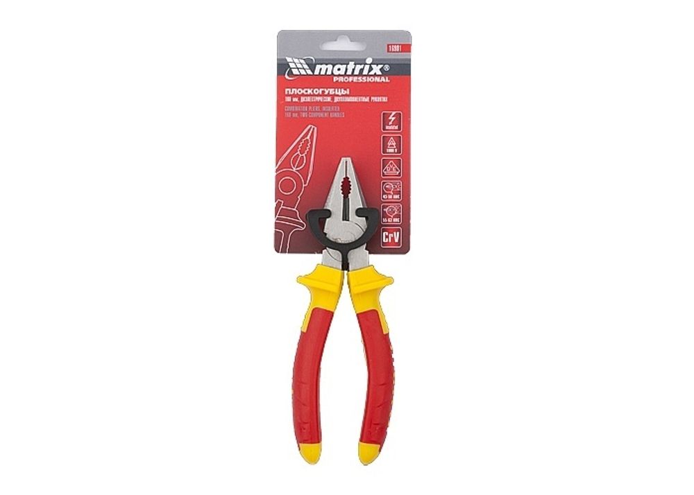 Плоскогубцы комбинированные, Insulated, 160 мм, двухкомпонентные рукоятки Matrix Professional