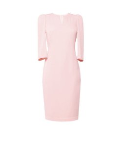 Платье розовое с фигурной горловиной 09-04-19FW