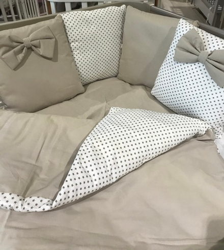 Комплект в кроватку 17 предметов "Звездочка бежевый", сатин