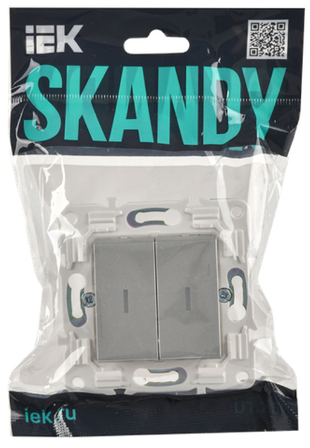 SKANDY Выключатель 2-клавишный с индикацией 10А SK-V09S серебряный IEK