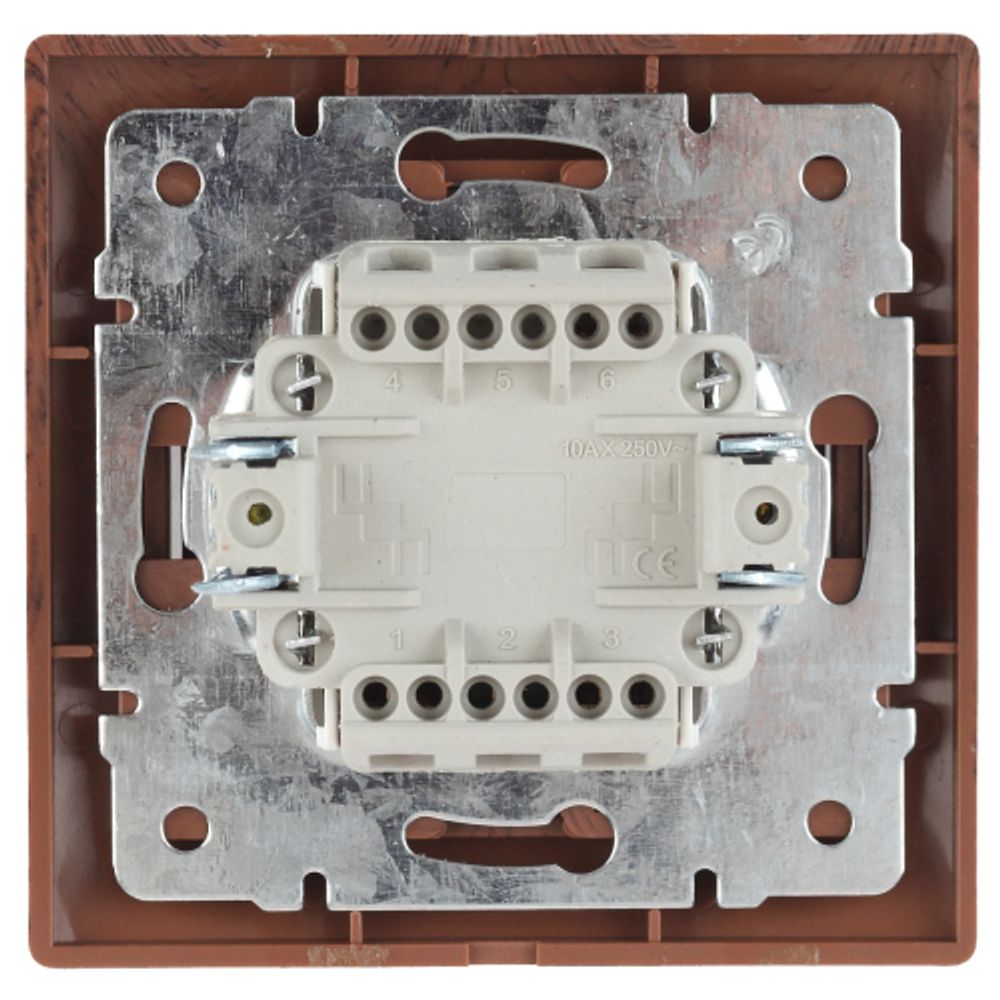 1-104-10 Intro Выключатель двойной, 10А-250В, IP20, СУ, Plano, венге