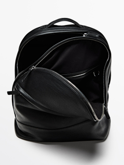 Massimo Dutti Рюкзак из кожи наппа, черный