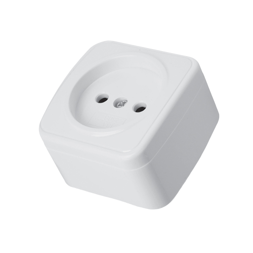 Розетка накладная 1-местная б/з STEKKER, PST10-501-20, пластик АВS, 250В, 16А, IP20, серия Basic, белый 50074