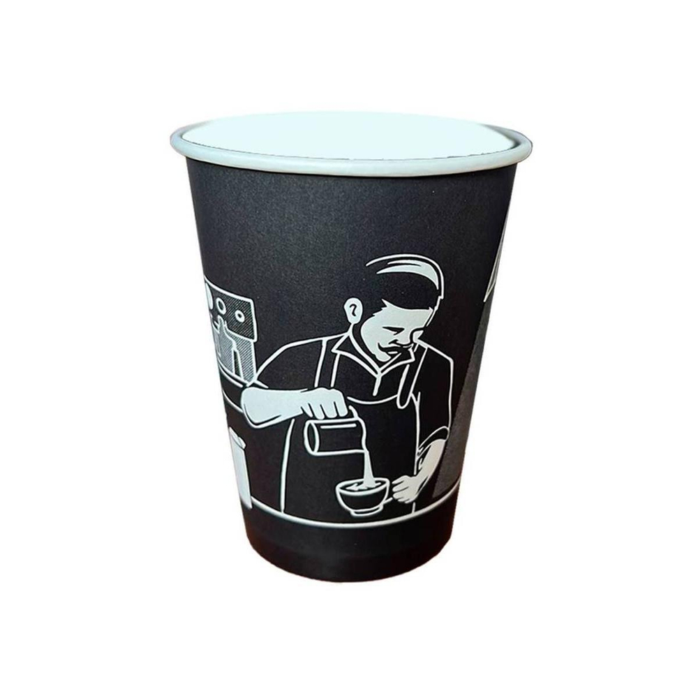 Бумажный стакан 250мл. Premium Quality черный, 1000шт/кор. Есо рак