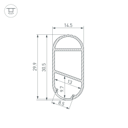 Профиль WARDROBE-1530-2000 ANOD (Arlight, Алюминий) 050153