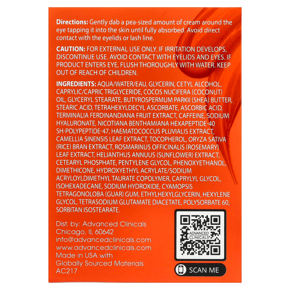 Advanced Clinicals, осветляющий крем для области вокруг глаз с витамином C и кофеином, 30 мл (1 жидк. унция)