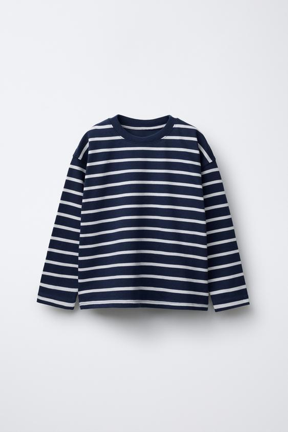 ZARA ФУТБОЛКА ИЗ ПЛОТНОЙ ТКАНИ В ПОЛОСКУ, ГОЛУБОЙ