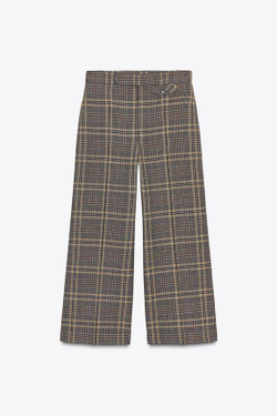 ZARA УКОРОЧЕННЫЕ БРЮКИ В КЛЕТКУ — ZW COLLECTION, РАЗНОЦВЕТНЫЙ