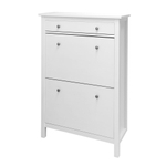 Обувница 2 отделения с ящиком КАНТРИ (IKEA HEMNES), 89х30х127 см, белая