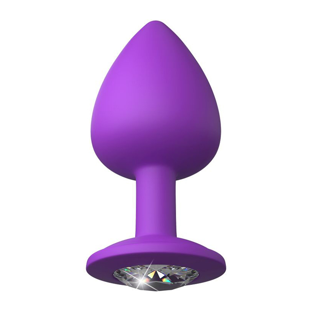 Большая фиолетовая анальная пробка 9,5см с кристаллом PipeDream Fantasy for Her Little Gem Large Plug Purple 495112